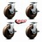 Service Caster 6'' High Temp Phenolic Swivel Caster Set with Bronze Bearings and Brakes, 4PK SCC-20S620-PHBZHT-TLB-4 - alternate 2